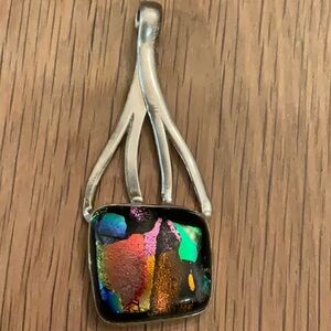 Beautiful 925 Signed Dichroic Glass Pendant